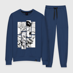 Женский костюм хлопок Manga page from Evangelion. monochrome