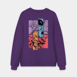 Мужской свитшот oversize без начеса хлопок Аска и Синдзи, Евангелион