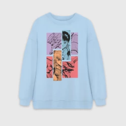 Женский свитшот oversize без начеса хлопок Аска и Синдзи, Евангелион