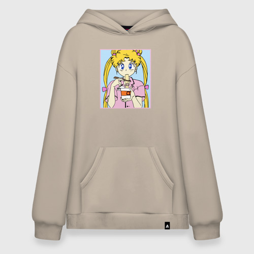 Худи SuperOversize хлопок Sailor Moon Usagi Tsukino, цвет миндальный