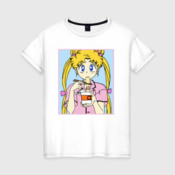 Женская футболка хлопок Sailor Moon Usagi Tsukino