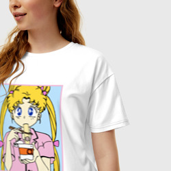 Женская футболка хлопок Oversize Sailor Moon Usagi Tsukino - фото 2