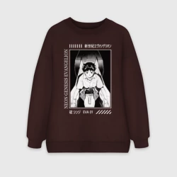 Женский свитшот oversize без начеса хлопок Синдзи Икари, Евангелион