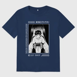 Женская футболка хлопок Oversize Синдзи Икари, Евангелион