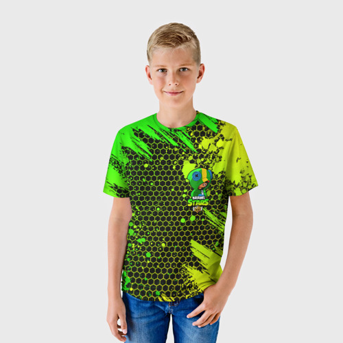 Детская футболка 3D с принтом Brawl Stars LEON, фото на моделе #1