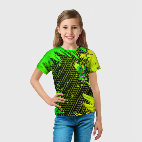 Детская футболка 3D с принтом Brawl Stars LEON, вид сбоку #3
