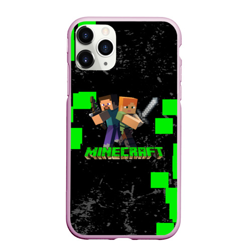 Чехол для iPhone 11 Pro Max матовый MINECRAFT., цвет розовый