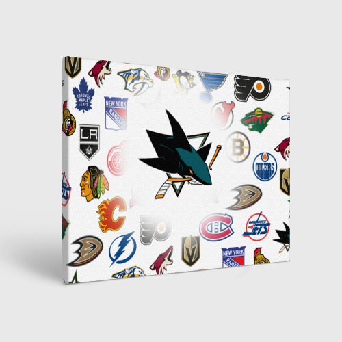 Холст прямоугольный San Jose Sharks NHL teams pattern, цвет 3D печать