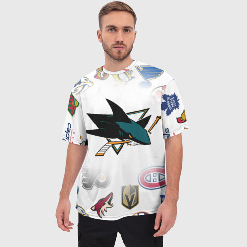 Мужская футболка oversize 3D San Jose Sharks NHL teams pattern, цвет 3D печать - фото 3