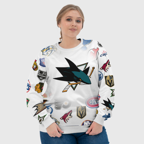 Женский свитшот 3D San Jose Sharks NHL teams pattern, цвет 3D печать - фото 6