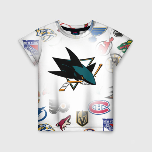 Детская футболка 3D San Jose Sharks NHL teams pattern, цвет 3D печать