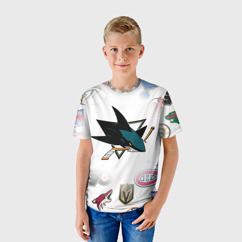 Детская футболка 3D San Jose Sharks NHL teams pattern, цвет 3D печать - фото 3