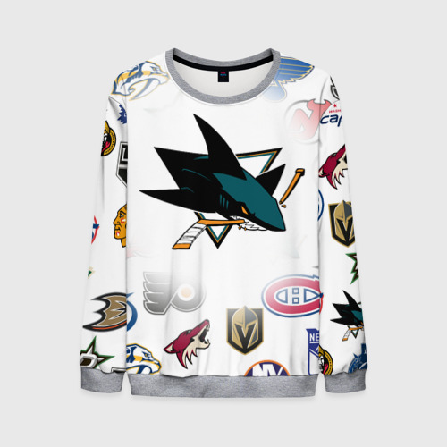 Мужской свитшот 3D San Jose Sharks NHL teams pattern, цвет меланж