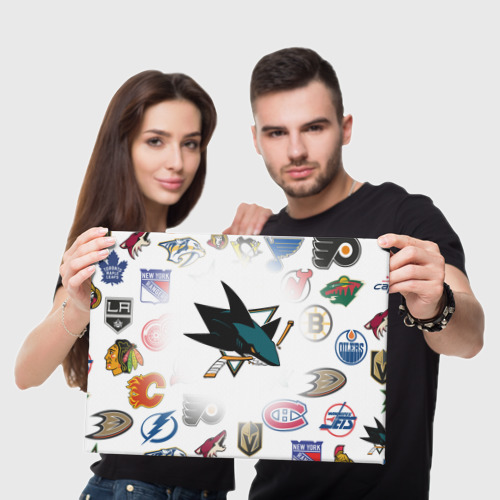 Холст прямоугольный San Jose Sharks NHL teams pattern, цвет 3D печать - фото 5