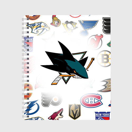 Тетрадь San Jose Sharks NHL teams pattern, цвет клетка