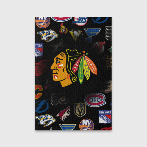 Обложка для паспорта матовая кожа Chicago Blackhawks, цвет черный