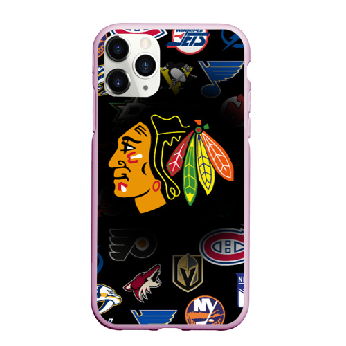 Чехол для iPhone 11 Pro матовый Chicago Blackhawks, цвет розовый