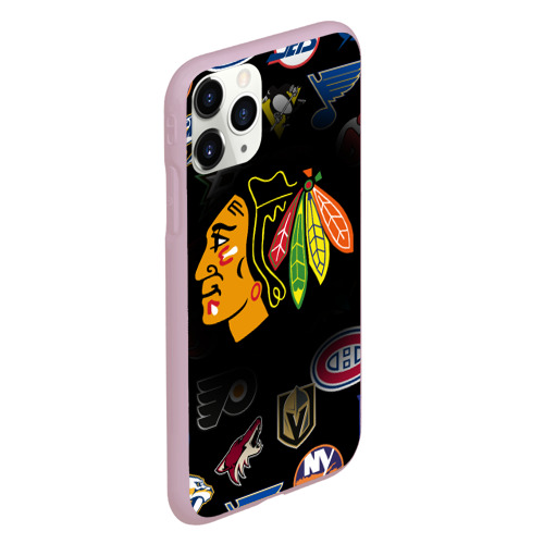 Чехол для iPhone 11 Pro матовый Chicago Blackhawks, цвет розовый - фото 3