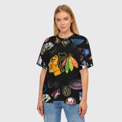 Женская футболка oversize 3D Chicago Blackhawks - фото 2