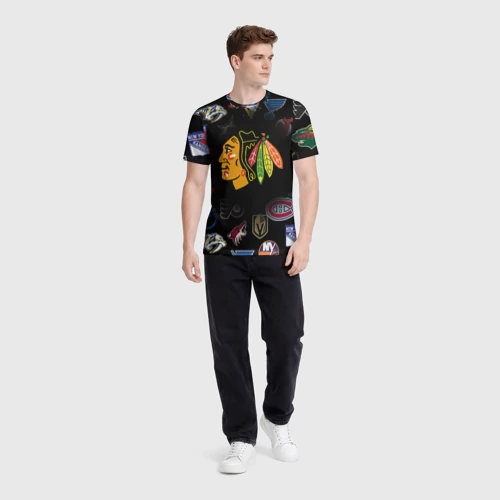 Мужская футболка 3D с принтом Chicago Blackhawks, вид сбоку #3