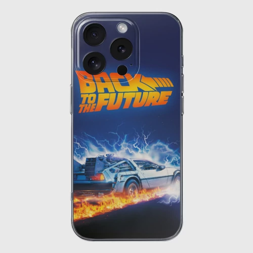Чехол для iPhone 16 Pro Max силиконовый с защитой камеры с принтом Back to the Future Чехол для iPhone 16 Pro Max силиконовый с защитой камеры Back to the Future
