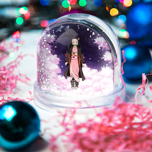 Игрушка Снежный шар Незуко среди сакур ночью - фото 3