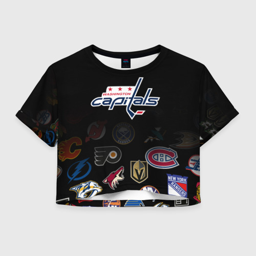 Женская футболка Crop-top 3D NHL Washington Capitals НХЛ, цвет 3D печать