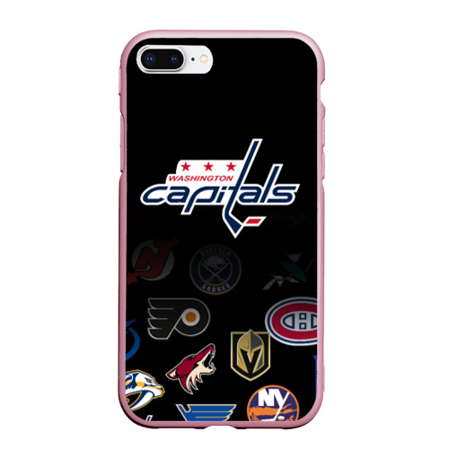 Чехол для iPhone 7Plus/8 Plus матовый NHL Washington Capitals НХЛ, цвет розовый