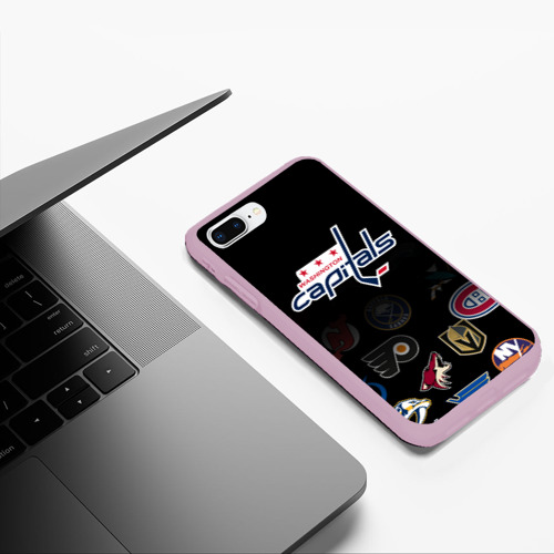 Чехол для iPhone 7Plus/8 Plus матовый NHL Washington Capitals НХЛ, цвет розовый - фото 5