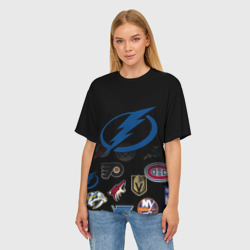 Женская футболка oversize 3D NHL Tampa Bay Lightning - фото 2