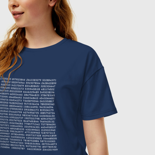 Женская футболка хлопок Oversize Pi, цвет темно-синий - фото 3