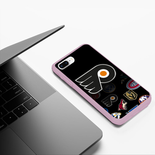 Чехол для iPhone 7Plus/8 Plus матовый NHL Philadelphia Flyers НХЛ, цвет розовый - фото 5