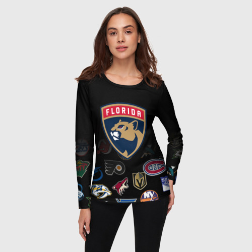 Женский лонгслив 3D NHL Florida Panthers, цвет 3D печать - фото 3