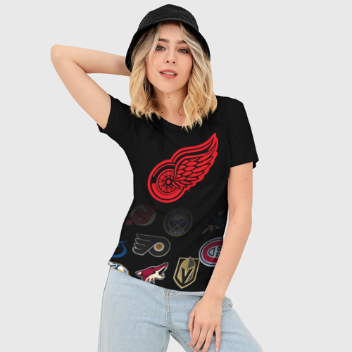 Женская футболка 3D Slim NHL Detroit Red Wings, цвет 3D печать - фото 3