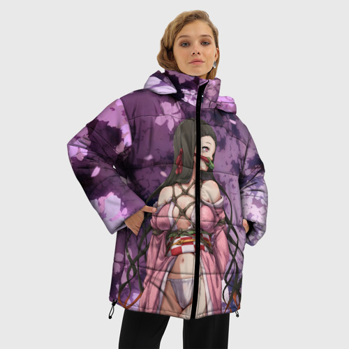 Женская зимняя куртка Oversize Незуко взрослая - шибари, цвет черный - фото 3