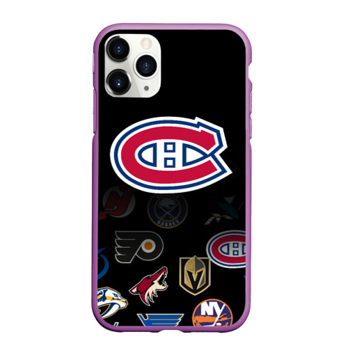 Чехол для iPhone 11 Pro Max матовый с принтом NHL Canadiens de Montr?al (Z), вид спереди #2