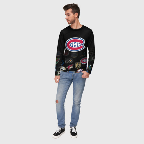 Мужской лонгслив 3D с принтом NHL Canadiens de Montr?al, вид сбоку #3
