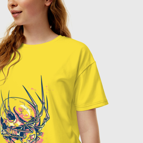 Женская футболка хлопок Oversize Домик для пауков, цвет желтый - фото 3