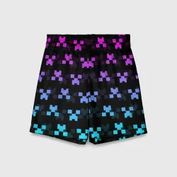 Детские спортивные шорты 3D Minecraft Creeper neon