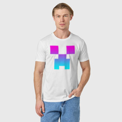 Мужская футболка хлопок Minecraft Creeper neon - фото 2