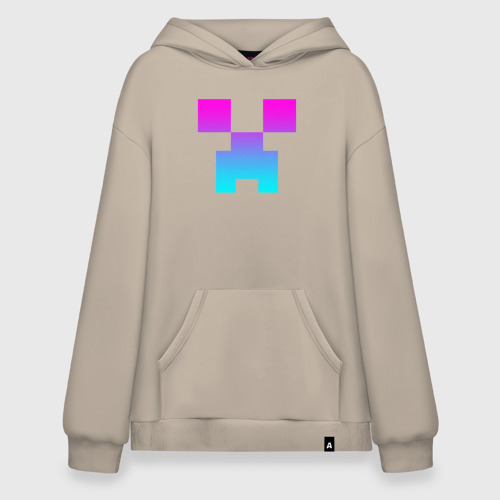 Худи SuperOversize хлопок Minecraft Creeper neon, цвет миндальный