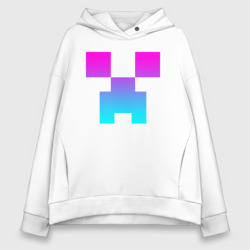 Женское худи Oversize хлопок Minecraft Creeper neon