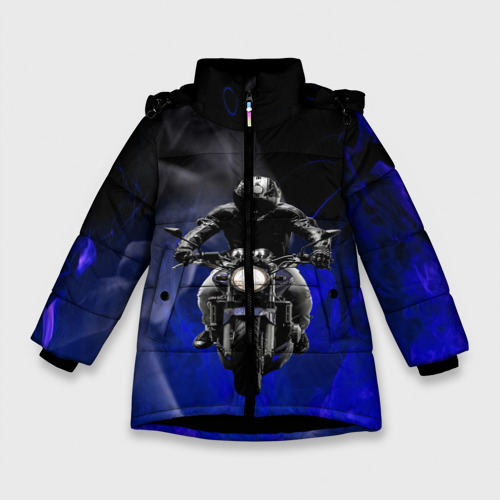 Зимняя куртка для девочек 3D Мотоциклы, цвет черный
