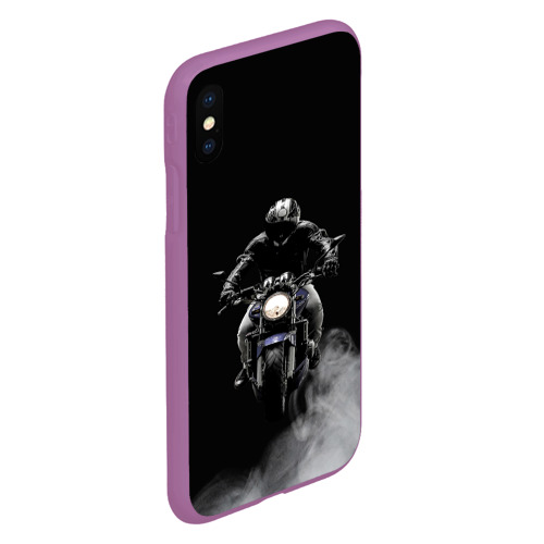 Чехол для iPhone XS Max матовый Мотоциклы, цвет фиолетовый - фото 3