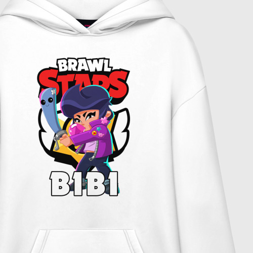 Худи SuperOversize хлопок Brawl Stars Bibi Бравл старс Биби, цвет белый - фото 3