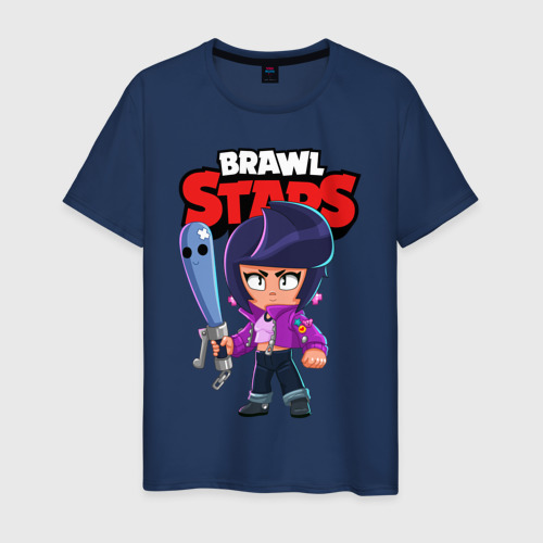 Мужская футболка хлопок BRAWL STARS BIBI, цвет темно-синий