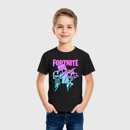 Детская футболка хлопок Fortnite x Marshmello, цвет черный - фото 3