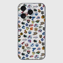 Чехол для iPhone 15 Pro Max силиконовый с защитой камеры NHL pattern НХЛ