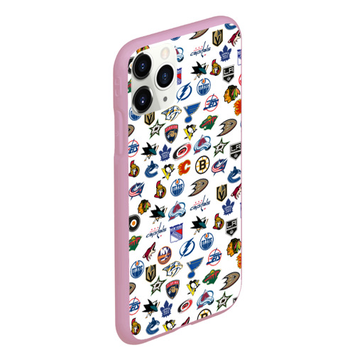 Чехол для iPhone 11 Pro Max матовый NHL pattern НХЛ, цвет розовый - фото 3