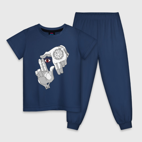 Детская пижама хлопок с принтом Руки Hellsing, вид спереди #2